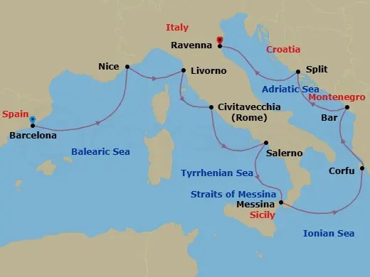 Itinerary schematic diagram