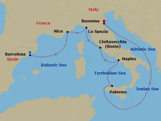 Itinerary schematic diagram
