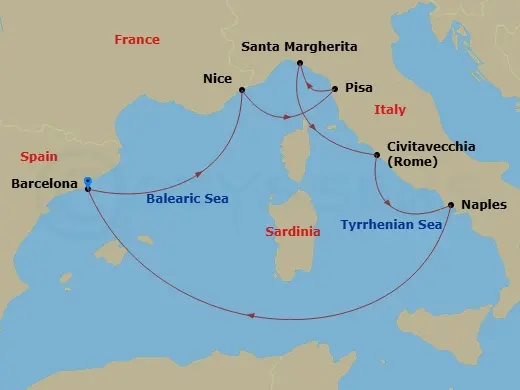 Itinerary schematic diagram