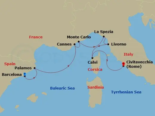 Itinerary schematic diagram