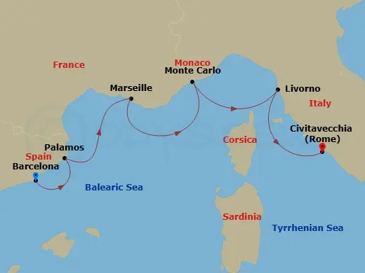 Itinerary schematic diagram