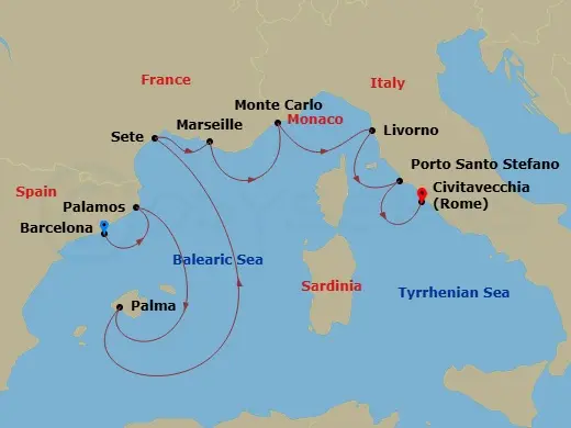 Itinerary schematic diagram