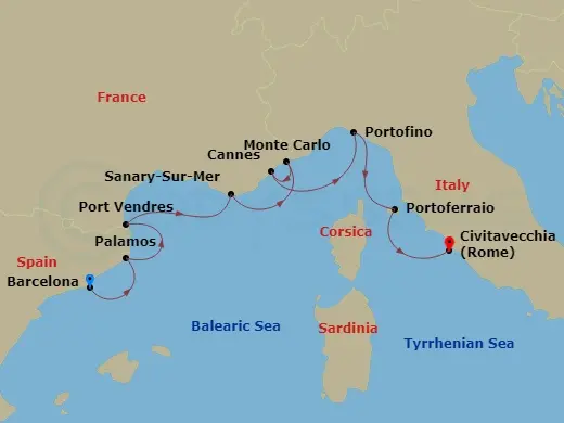 Itinerary schematic diagram