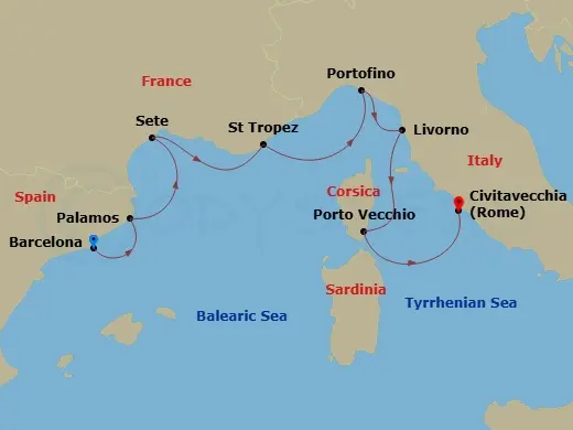 Itinerary schematic diagram