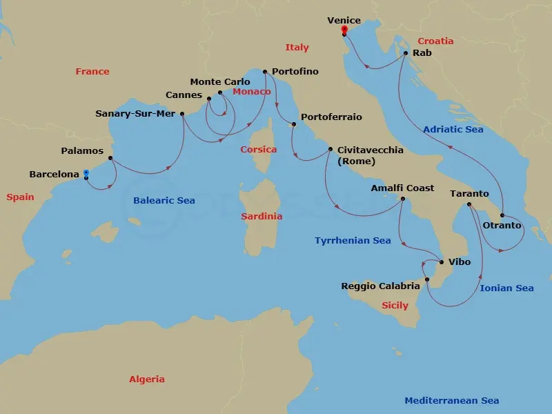 Itinerary schematic diagram