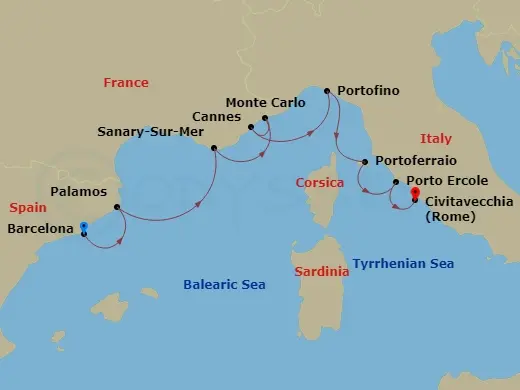 Itinerary schematic diagram