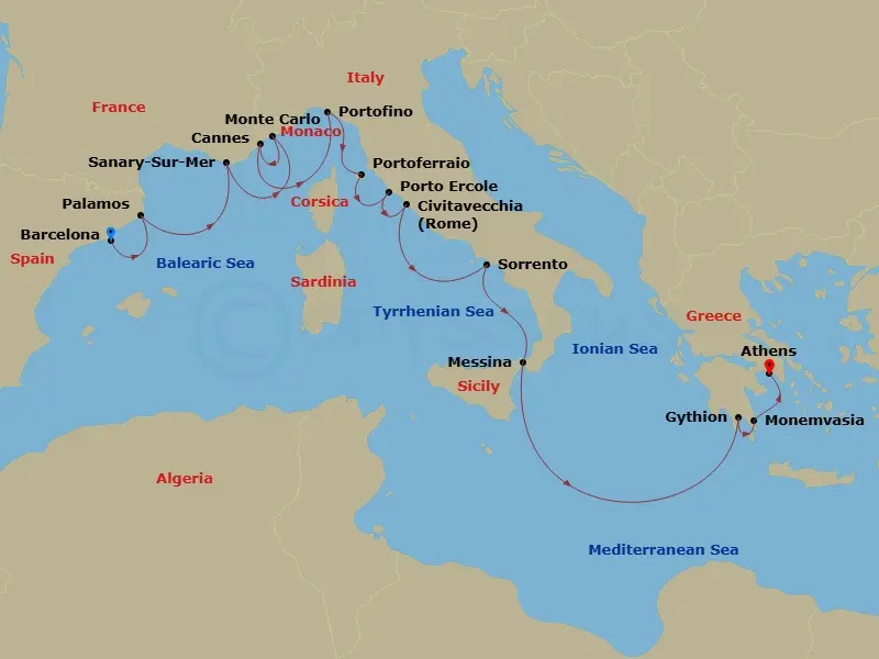Itinerary schematic diagram
