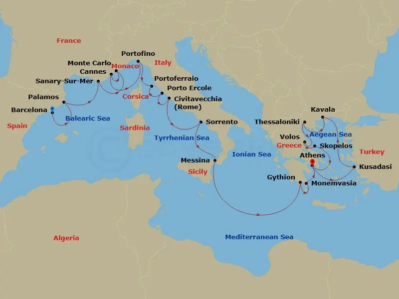 Itinerary schematic diagram