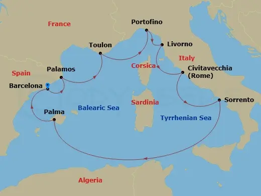 Itinerary schematic diagram