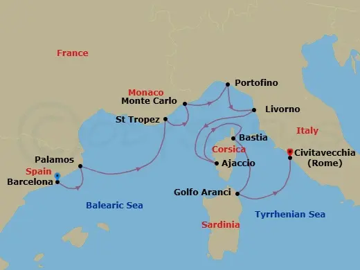 Itinerary schematic diagram