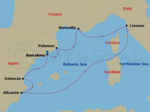 Itinerary schematic diagram