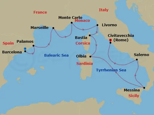 Itinerary schematic diagram