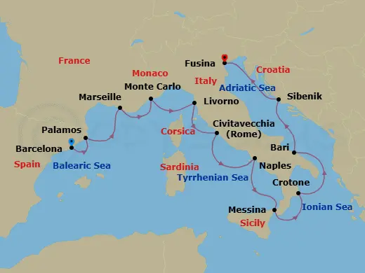 Itinerary schematic diagram