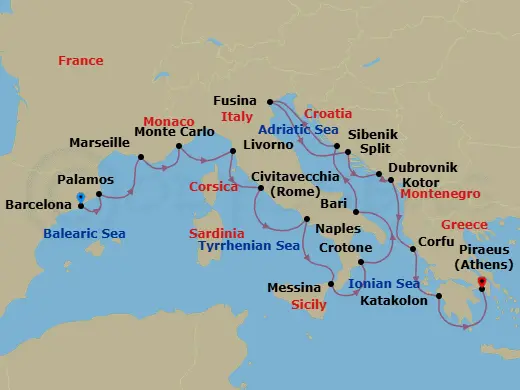 Itinerary schematic diagram