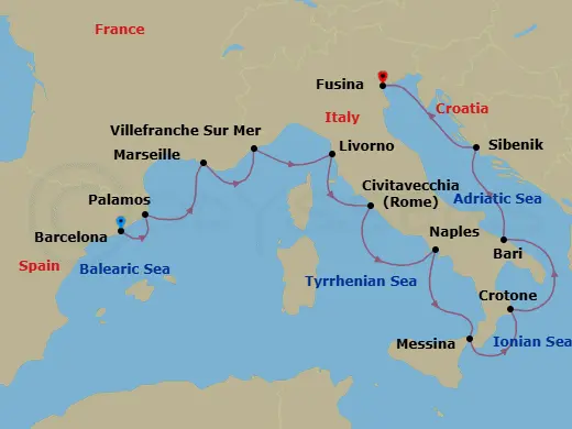 Itinerary schematic diagram
