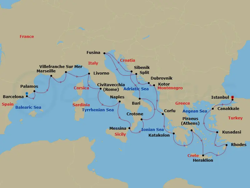 Itinerary schematic diagram