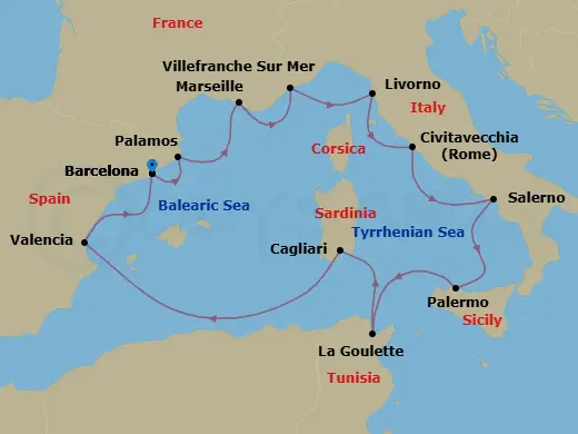 Itinerary schematic diagram