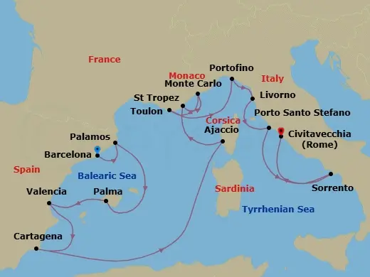 Itinerary schematic diagram