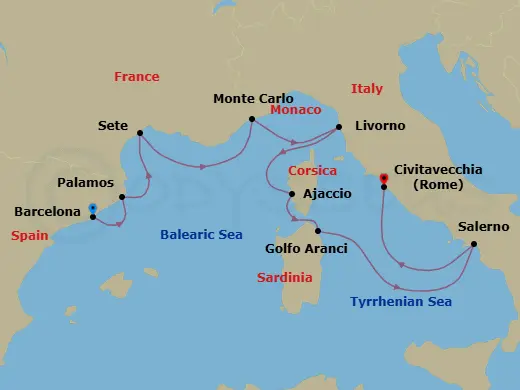 Itinerary schematic diagram
