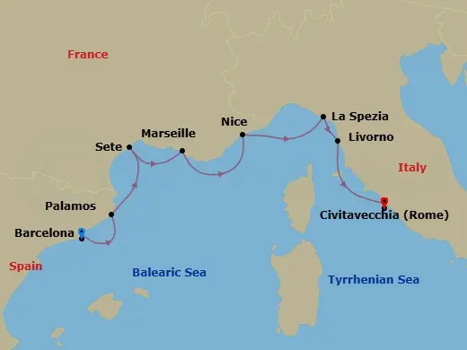 Itinerary schematic diagram