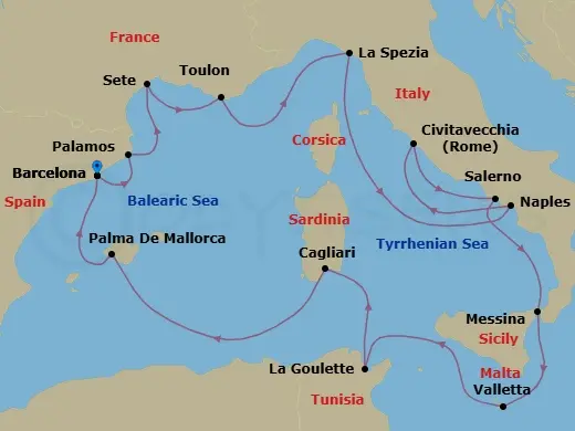Itinerary schematic diagram