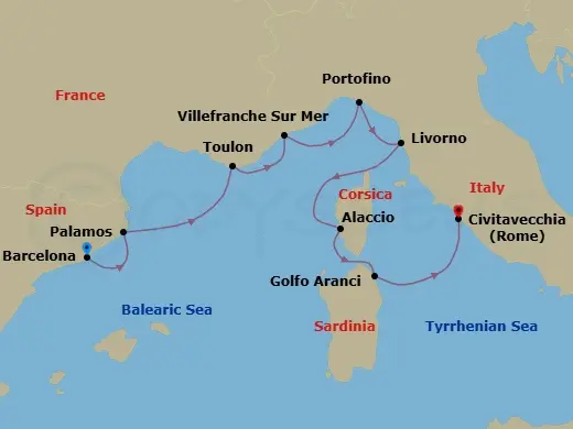 Itinerary schematic diagram