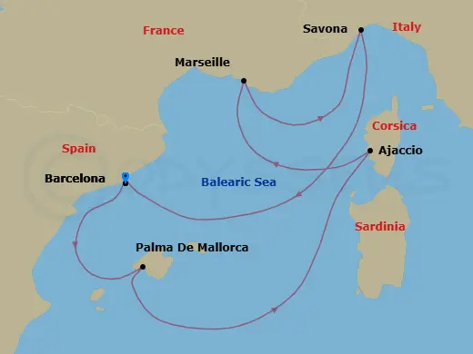 Itinerary schematic diagram