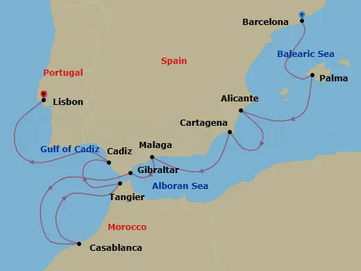 Itinerary schematic diagram