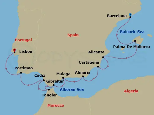 Itinerary schematic diagram