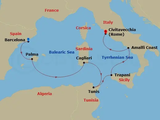 Itinerary schematic diagram