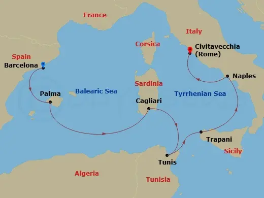 Itinerary schematic diagram