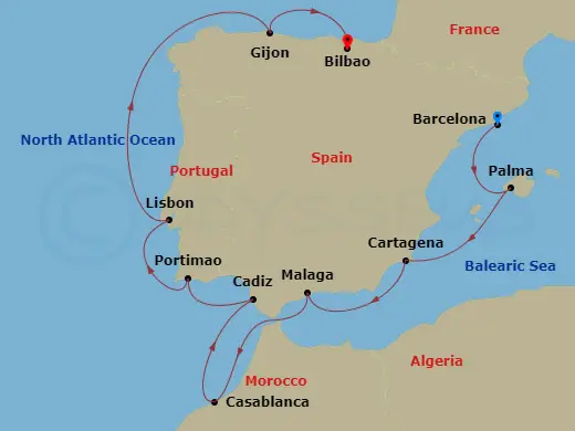 Itinerary schematic diagram