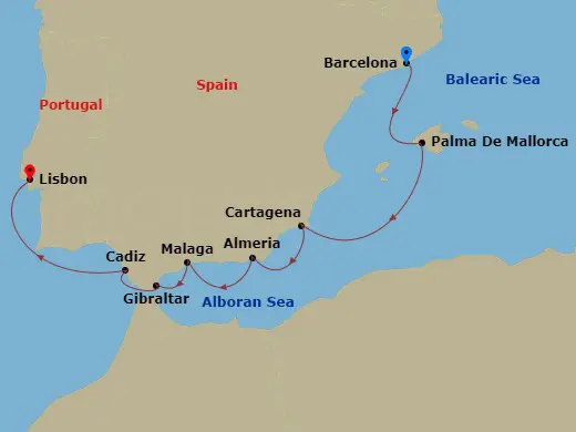 Itinerary schematic diagram