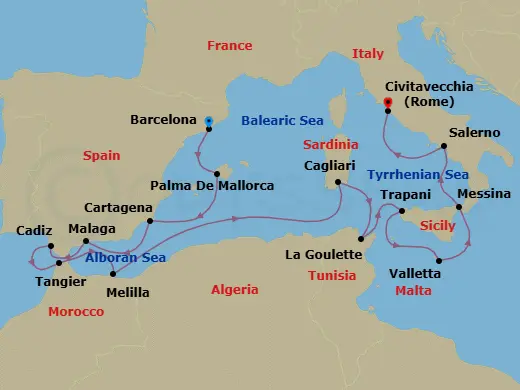 Itinerary schematic diagram