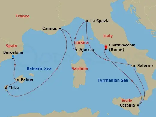 Itinerary schematic diagram