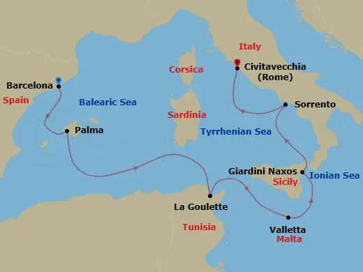 Itinerary schematic diagram