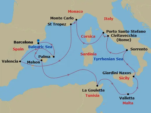 Itinerary schematic diagram
