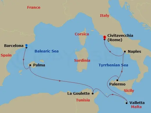 Itinerary schematic diagram