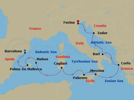 Itinerary schematic diagram