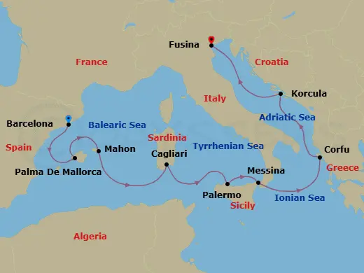 Itinerary schematic diagram