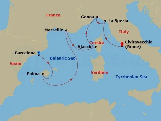Itinerary schematic diagram