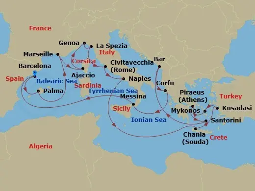 Itinerary schematic diagram
