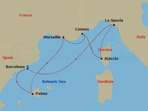 Itinerary schematic diagram