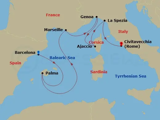 Itinerary schematic diagram