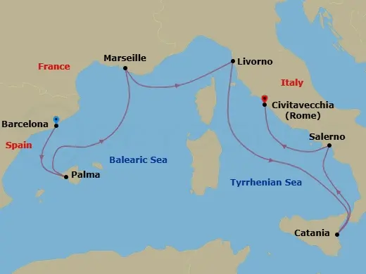 Itinerary schematic diagram