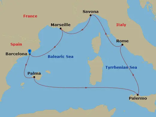 Itinerary schematic diagram