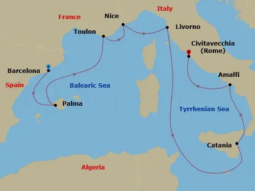 Itinerary schematic diagram