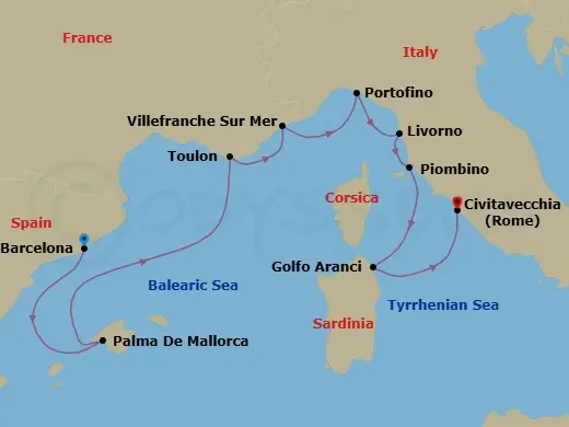 Itinerary schematic diagram