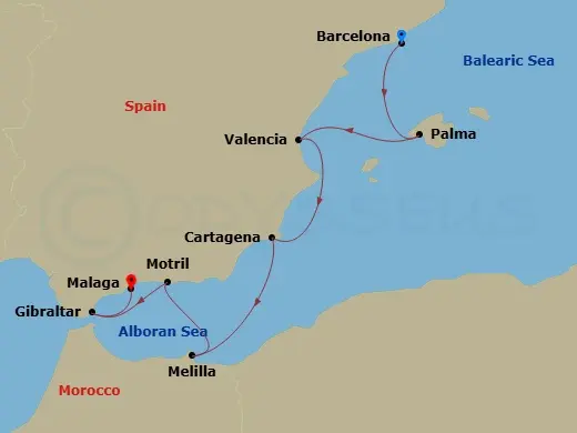 Itinerary schematic diagram