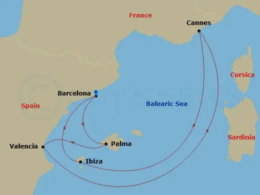 Itinerary schematic diagram